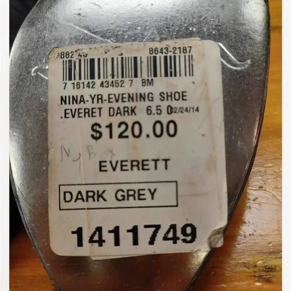 Nina Dark  Grey Slingback Heels With Embellishments Size 6.5 - Picture 8 of 10